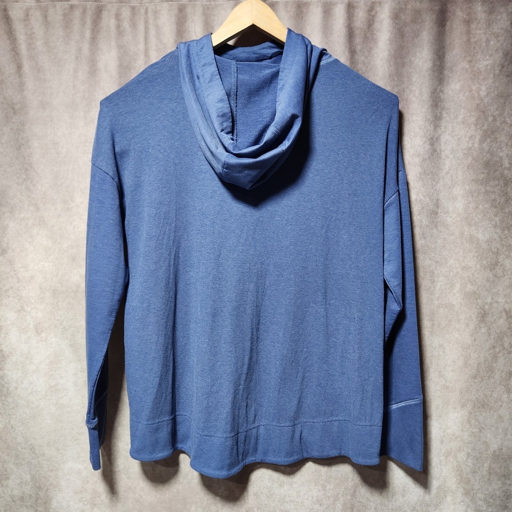 women's KUHL Rhea cowl neck Hoodie Blue pullover Terry thumbholes stretch sz XL - Picture 3 of 8